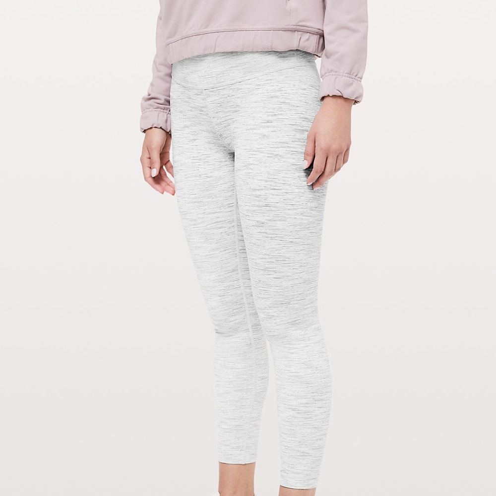 Wunder white with grey stripes lululemon leggings